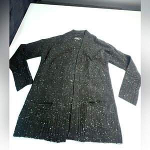 Guilty Black Speckled Open Cardigan Size Small